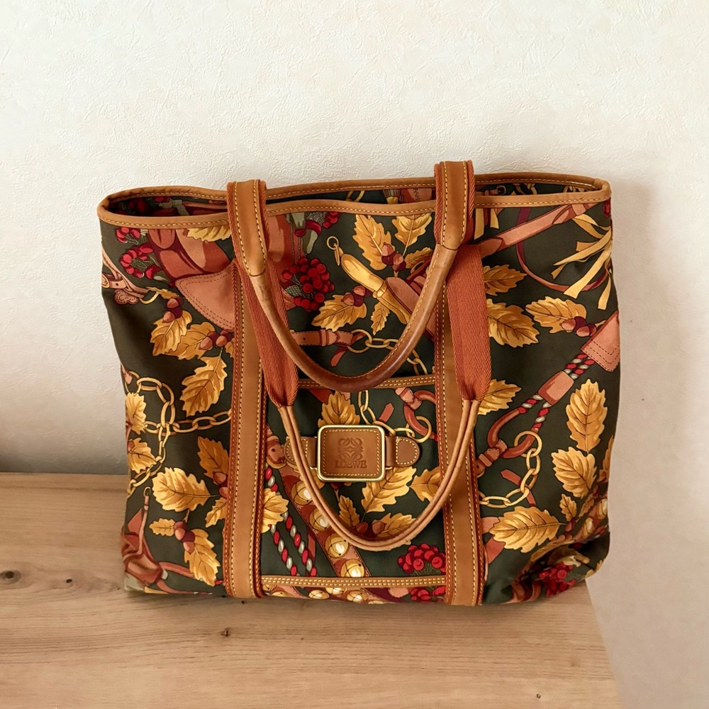 Loewe Multicolor Canvas Tote with Leather Accents